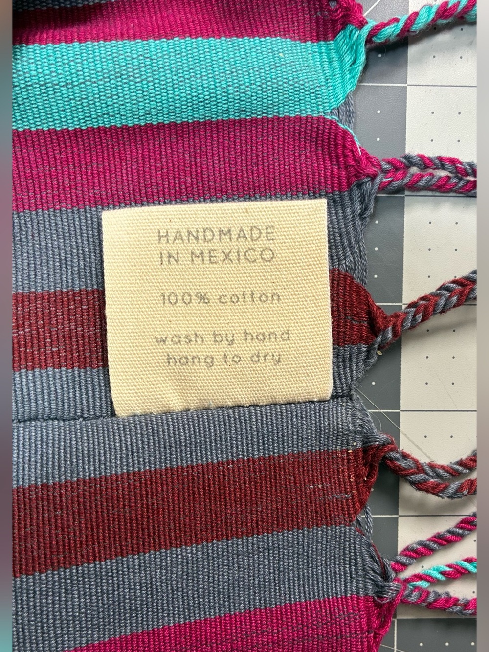 Mexican Striped Handwoven Tote Bag - Picture 4 of 4